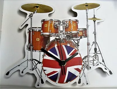 Drum Kit Hanging Clock Union Jack Drums • £12.40