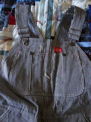 NEW DICKIES Stripe Engineer Carpenter Bib Overalls Mens 34x32 Blue/White • $34.25