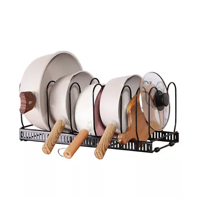 7/10 Tier Pot Pan Rack Lid Holder Cookware Organizer Shelf Storage Expandable UK • £10.55