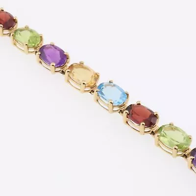 14k Yellow Gold7  Multi Gemstone Estate Tennis Bracelet • $620.99