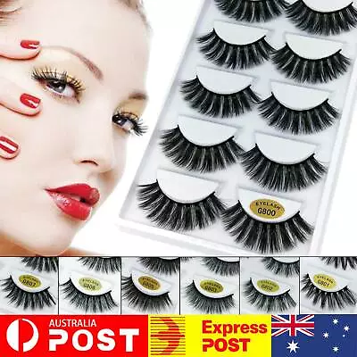 $6.41 • Buy 5 Pairs 3D Natural Thick False Fake Eyelashes Eye Lashes Mink Makeup Extension