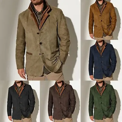 Slim Fit Long Coat For Mens Button Up Trench Coat Casual Vintage Outwear Jackets • $61.33