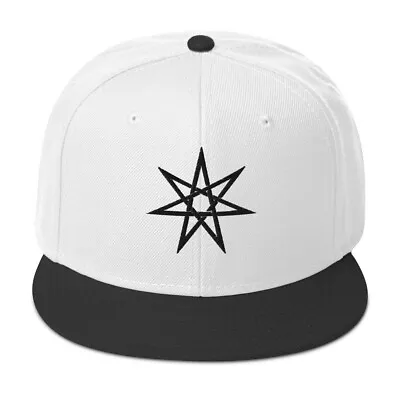 Black Elven Star Witchcraft Symbol Embroidered Flat Bill Cap Snapback Hat • $34.95