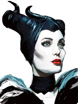 Angelina Jolie Maleficent Digital Art On Watercolor Paper 6x4 Artwork Villain • $15