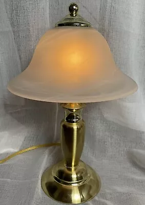 VTG Brass Tone Touch Lamp Frosted Shade 3 Settings Table Top 16  Tall • $57.81