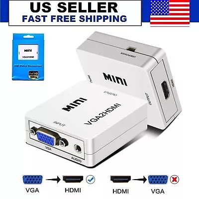 1080P VGA To HDMI Full HD Mini VGA To HDMI Audio Video Converter Adapter Box • $6.45