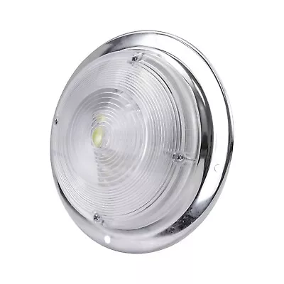 12 Volt LED Porch Dome 6  SCARE LIGHT RV Motorhome Cargo Trailer Van 12V Chrome • $12.99