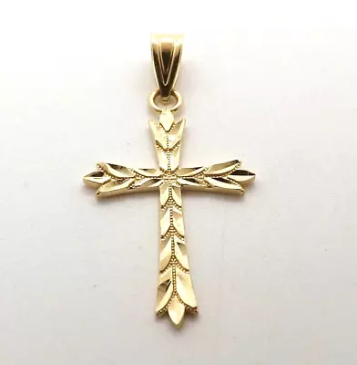 14k Gold Budded Cross Charm Pendant Diamond Cut Michael Anthony New • $94.05