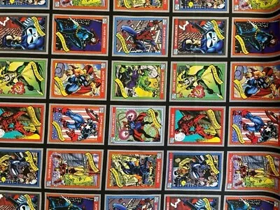 Marvel Dc  Cotton Fabric Trading Cards Design Thor  Hulk Spiderman Etc • £3.50