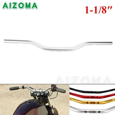 Motorcycle 1-1/8'' MX Style Handlebar W/ 1″ End For Harley Sportster Dyna Silver • $70.41
