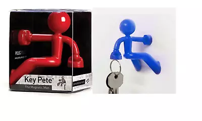 SET OF 2 Key Pete Magnetic Man Key Holder Red & Blue Holds 30 Keys Fridge Magnet • £9.72