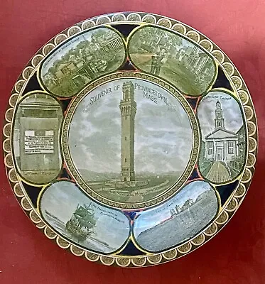 Rowland & Marsellus Polychrome Hand Colored Provincetown Souvenir Plate 10” RARE • $100