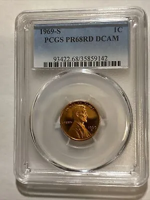 $155 • Buy 1969-S PCGS PR68RD DCAM Lincoln Memorial Cent Proof 1C (RARE DEEP CAM)