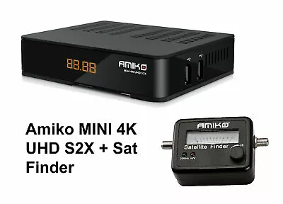 AMIKO MINI 4K UHD S2X H.265 HEVC FTA Receiver 2 USB Port NTP + Satellite Finder • $96