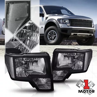 Black Housing Headlight Clear Corner Turn Signal Reflector For 09-14 Ford F150 • $84.89