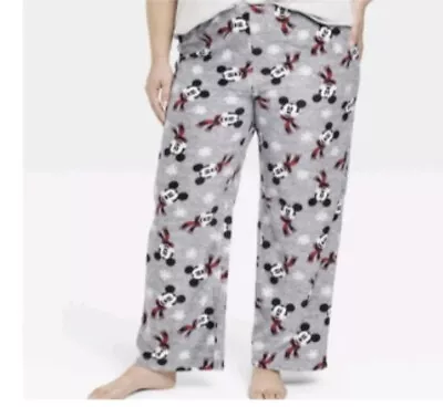 Women’s Disney Mickey Mouse Winter Fleece Sleep/Lounge  Pants Gray L • $10.99