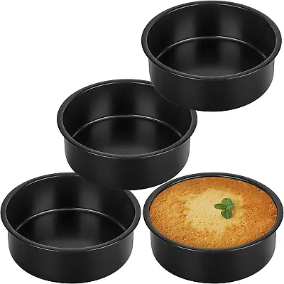 4.5-Inch Cake Pan Set Of 4 Nonstick Stainless Steel Baking Round Cake Pans Tins • $19.01