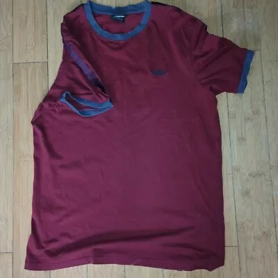 Umbro Vintage Burgundy Tee T Shirt Size Mens Large L (Very Good) • £14.95