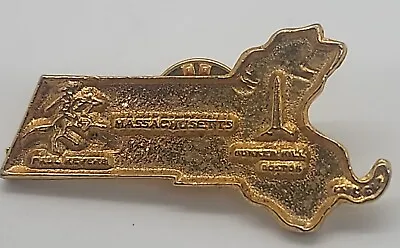 Vintage Gold Tone Massachusetts State Souvenir Brooch Lapel Pin • $12.50