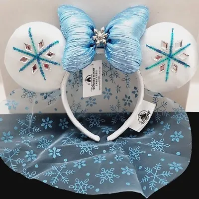 Minnie Mouse Ears Snowflake Elsa Frozen Snowflake Crystal Headband Blue Disney • £9.99