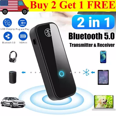 2 In 1 Aux Bluetooth 5.0 Adapter For Car USB Wireless Transmitter Receiver 3.5mm • $8.20