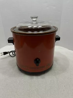 Vintage Rival Crock Pot Red Flame Orange Model 3100/2 Slow Cooker 3.5 Qt. WORKS • $12.99