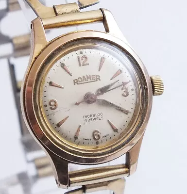 Vintage ROAMER 305 467 - 17 Jewel Gold Plated Manual Wind Watch - Running (E94) • £29.99