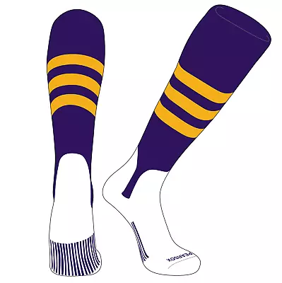 PEAR SOX OTC Baseball Softball Stirrup Socks (A 5in) Purple Gold • $15.99