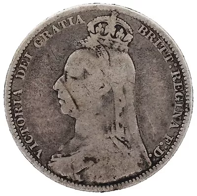  Great Britain One Shilling 1889 Queen Victoria Silver Coin (VF) • $35