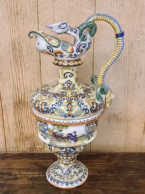 Antique 19th Century Italian Majolica Pitcher Ewer Pouring Vessel • $195