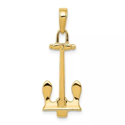 Real 14kt Yellow Gold  3D Navy Anchor Pendant • $165.75