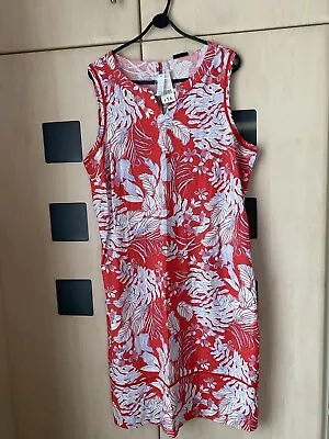 George Red Floral  Linen Mix Sleeveless Dress Size 18. NWT • £7.99