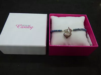 PALENQUE Silver Candy Turquoise Crystal Bead & Silver Heart Bracelet BNIB • £25