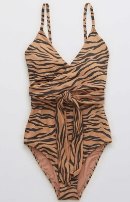 £8 • Buy American Eagle Aerie Leopard Print Swimming Costume