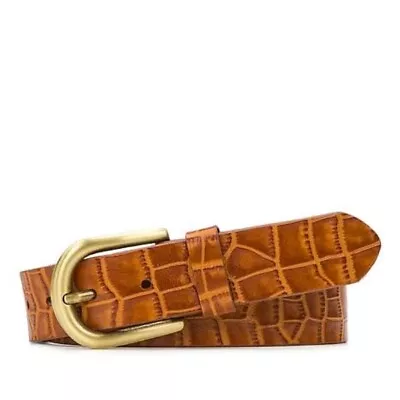 Patricia Nash VIETRI Adjustable Printed Leather Belt ~ Congac Croco (Medium) • $51.21