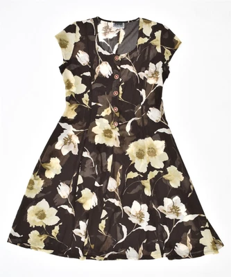 £31.54 • Buy LUISA SPAGNOLI Womens See Through A-Line Dress IT 46 Large Brown Floral EX03