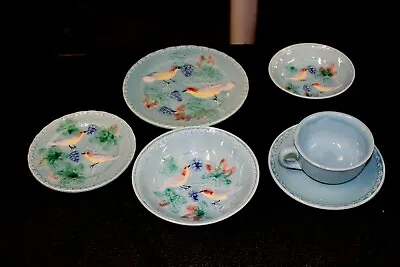 Western Germany Majolica #230 Birds & Berries Highmount Zell 6 Pc Place Setting • $80