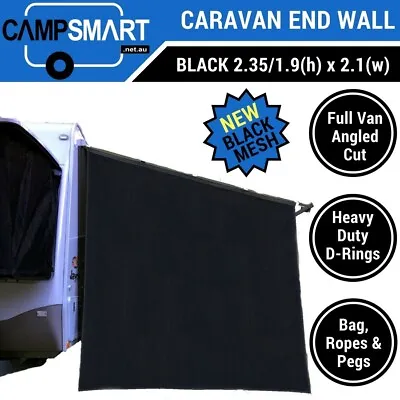 Black Caravan End Wall Privacy Screen RV Sunscreen Sun Shade For Roll Out Awning • $89.95