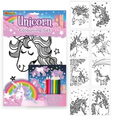 £3.49 • Buy Unicorn Magic Picture Colouring Set + Coloured Pencils Children Fun Girls Kids