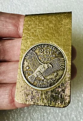 Vintage 1776 2 Gram Fine Silver Issue 999 MONEY CLIP Eagle Coin Token • $17.95