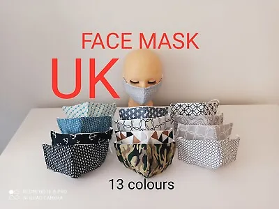 Cotton Face Mask Virus Washable Reusable Cover Fabric Handmade Adults UK Seller • £1.99