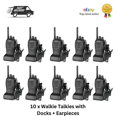 10 X Baofeng BF-88E Walkie Talkies Long Range Two Way Radio PMR 16CH W/ Headsets • £69.50