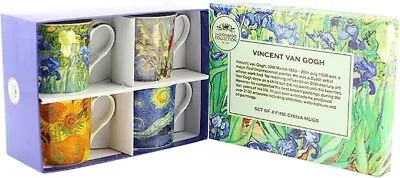 Set Of 4 Mugs Leonardo Collection Vincent Van Gogh Gift Box Coffee Set Tea Cups • £19.49