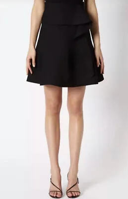 $220 • Buy Scanlan Theodore Crepe Knit Ruffle Skirt Black Knees Length Designer Size S
