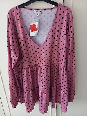 Pink Polka Dot Longline Top Size 14 • £5