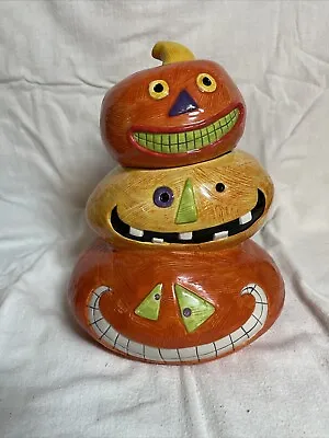 1990’s Vintage Halloween Pumpkin Cookie Jar  Jackolantern Tim Burton Style • $35.99