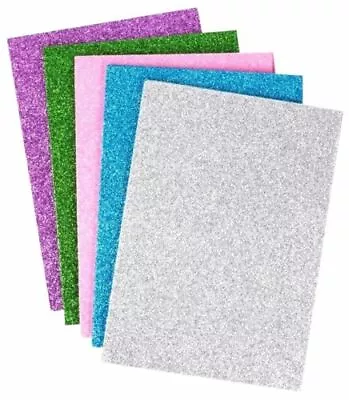 10 X A5 Glittered Foam Sheets 5 Colours Art Crafts Pink Purple Green Blue Silver • £3.45