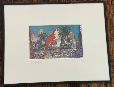 Michael Leu Art Print Signed 1997 The Square Union Square Cat 1997 San Francisco • $89.99