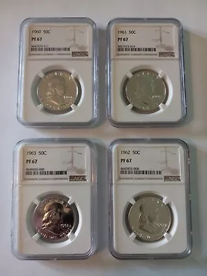 1960 - 1963 Franklin Silver Half Dollar NGC PF67 4 Coin Lot White Label • $175