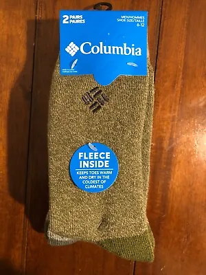 Columbia Men's Thermal Socks Charcoal/Nori  Size 6-12 Fleece Lined 2 PAIR • $15.99